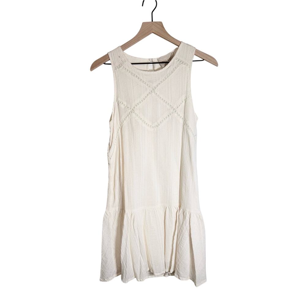 MOON RIVER ANTHROPOLOGIE cream boho lightweight cotton country festival dress XS